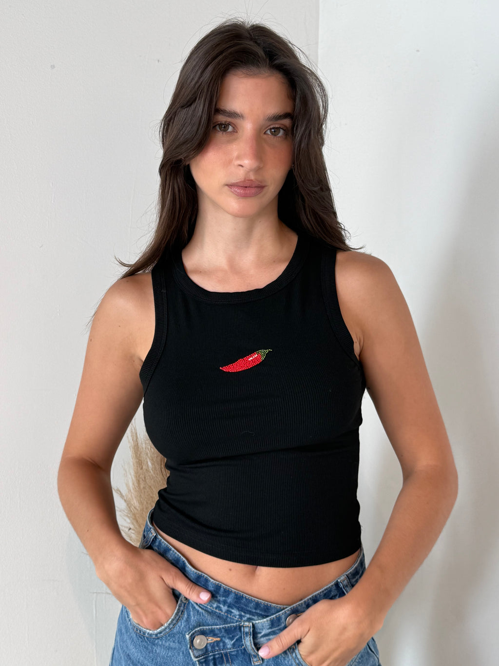 Black Chilli Beaded Tank