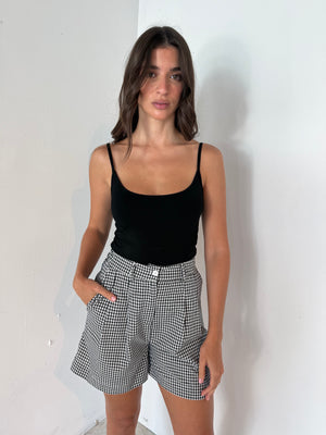 Black Gingham Bermuda Shorts