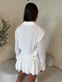 White LS Tiered Dress