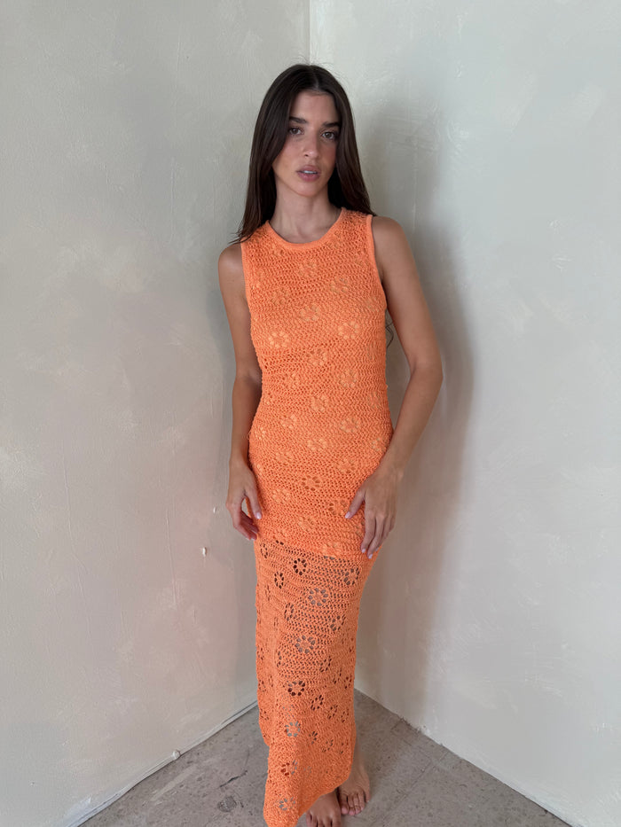 Orange Crochet Maxi Dress