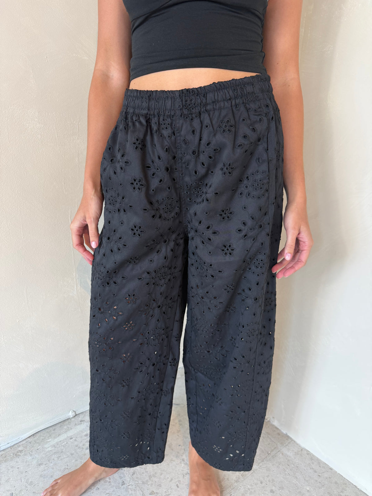 Black Eyelet Pants