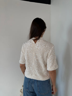 Ivory Sequin SS Top
