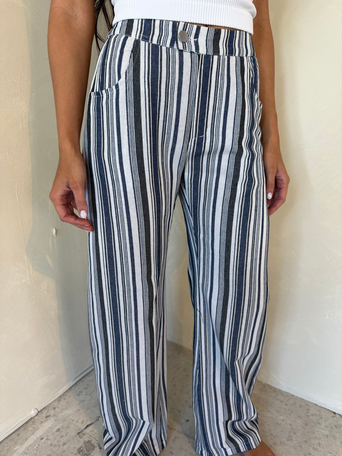 Striped Denim Pants