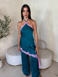 Contrast Lace Halter Jumpsuit