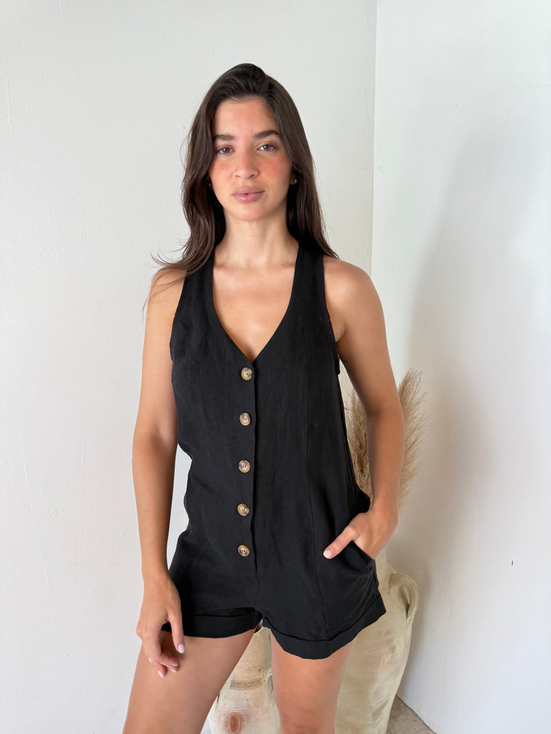 Buttondown Linen Romper