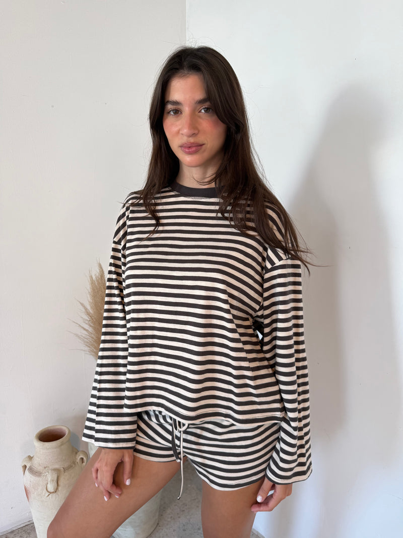 Stripe LS Top & Short Set
