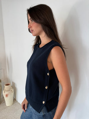 Navy Gold Detail Top