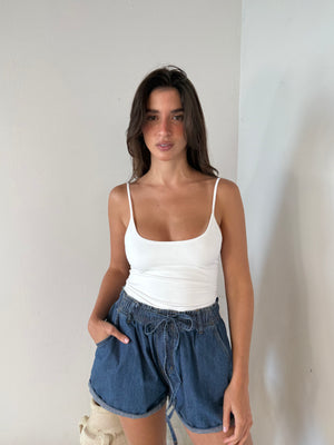 Denim Drawstring Short