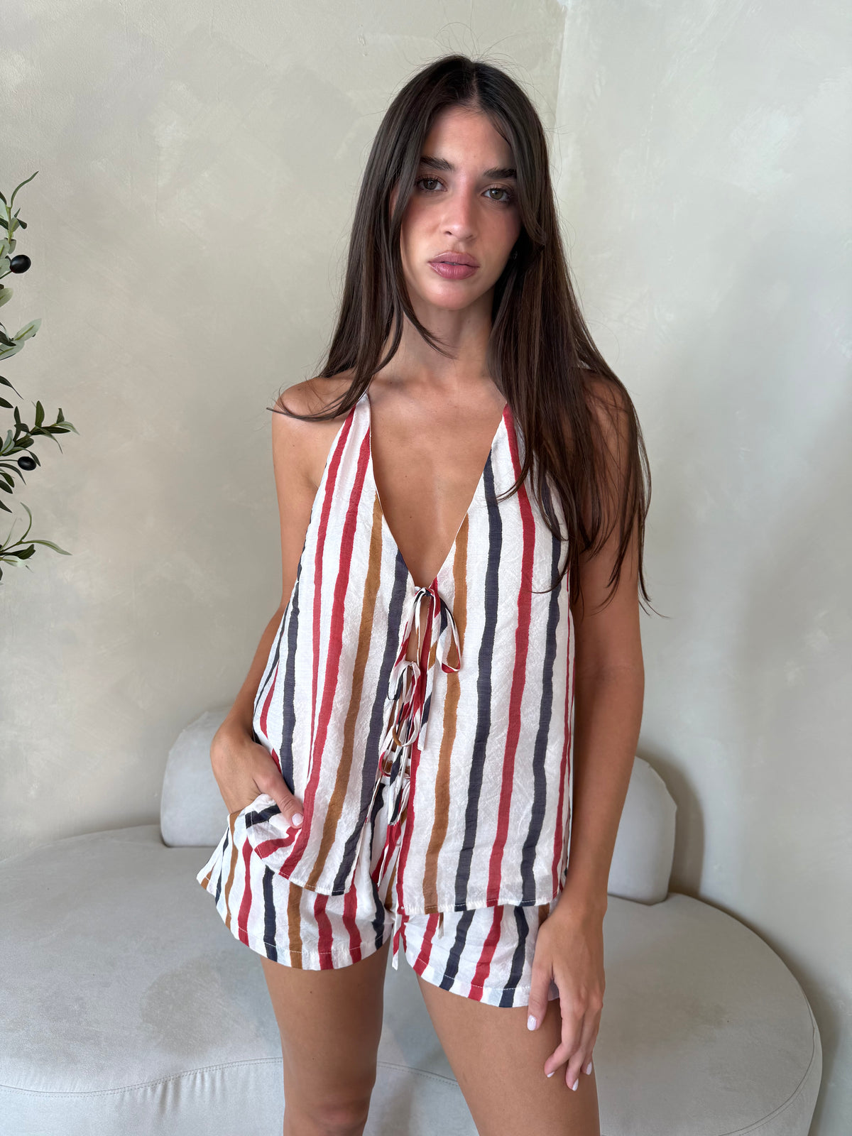 Stripe Tie Tank & Short Set