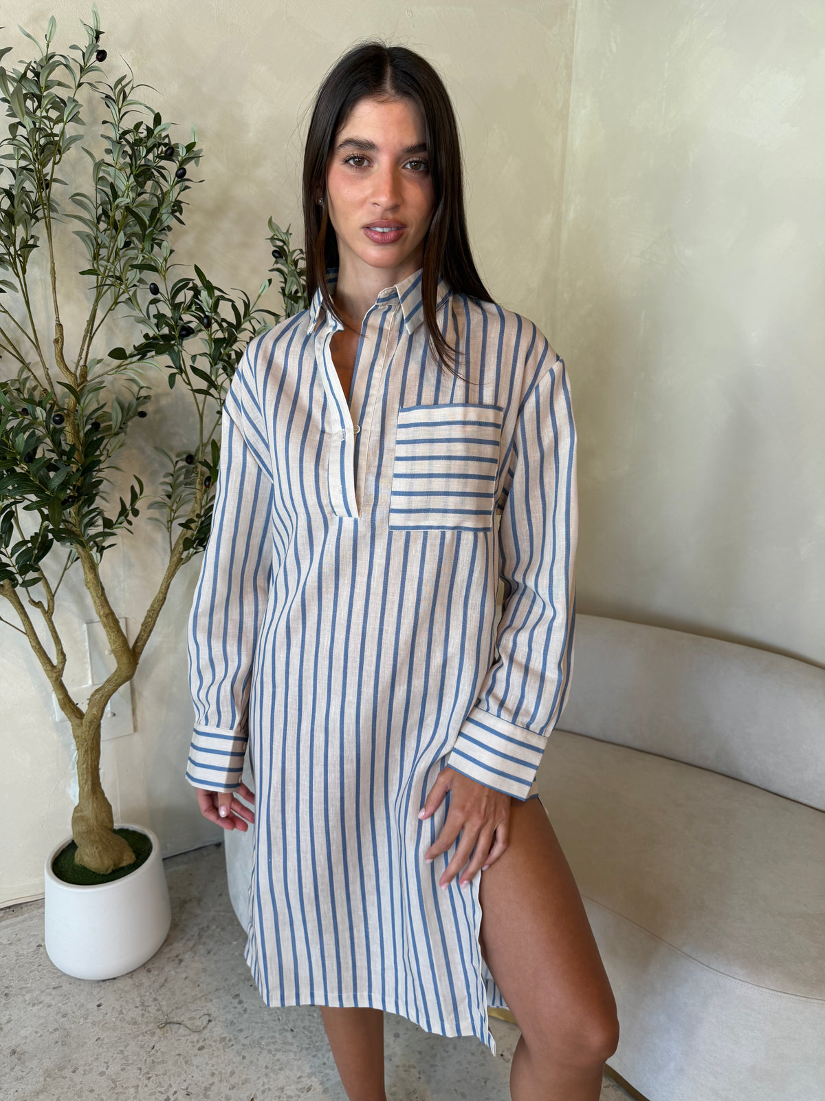 Striped Shirt Dress