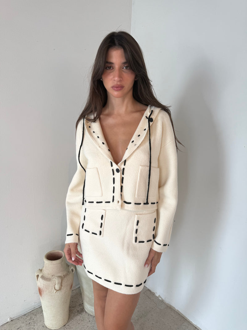 Stitch Detail Top & Knit Skirt Set