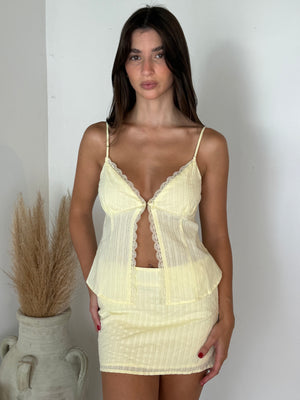 Pin Stripe Lace Lemon 2pc Set