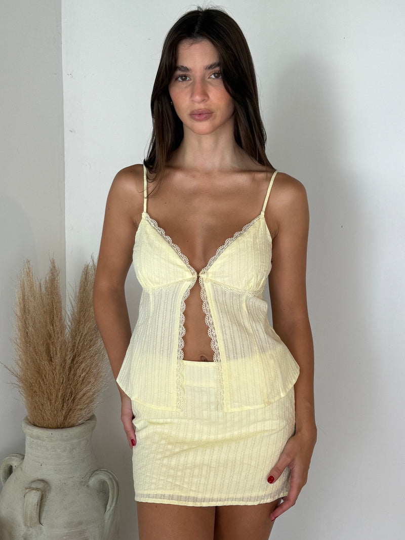 Pin Stripe Lace Lemon 2pc Set