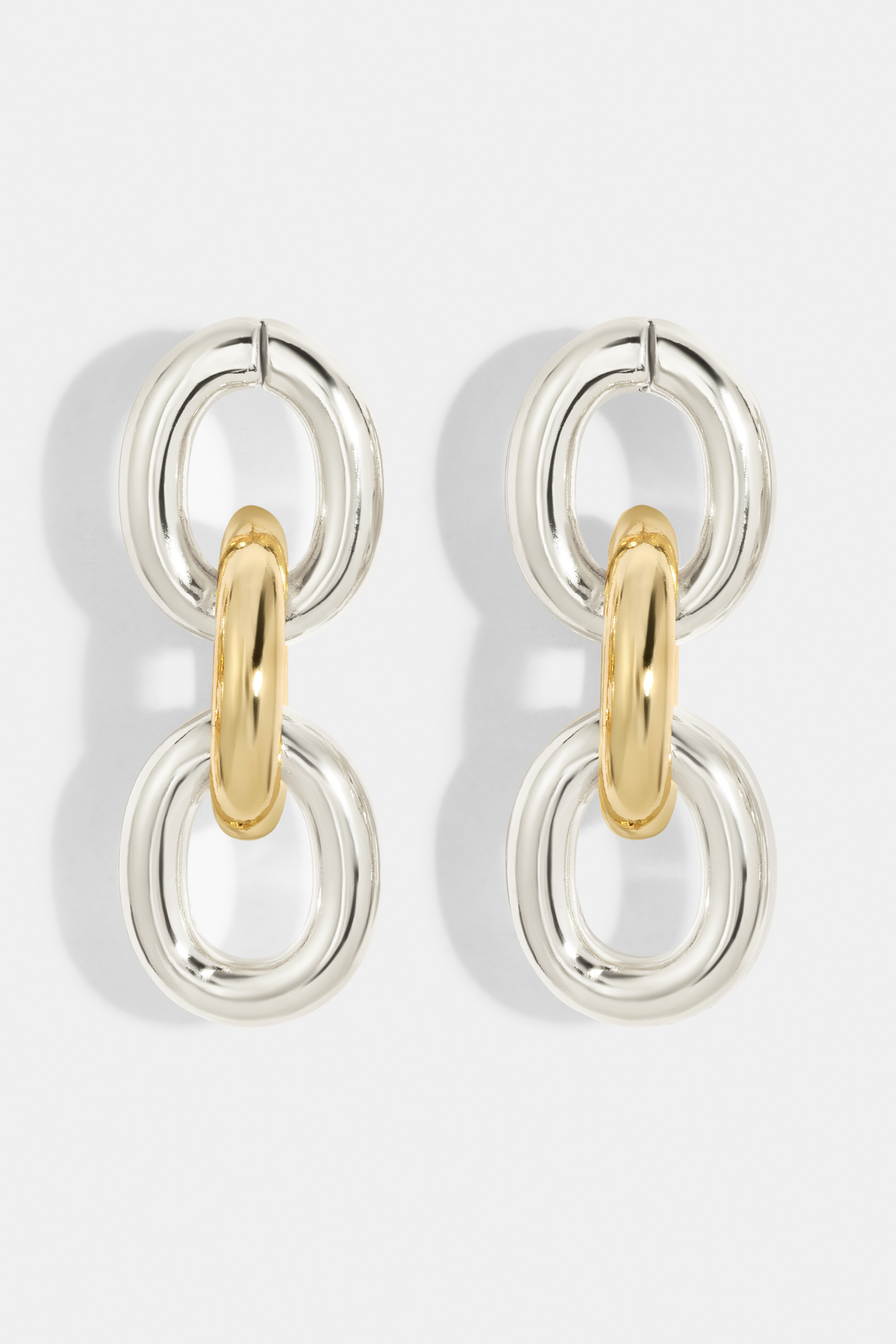 TWO TONE LINK DROP EARRINGS
