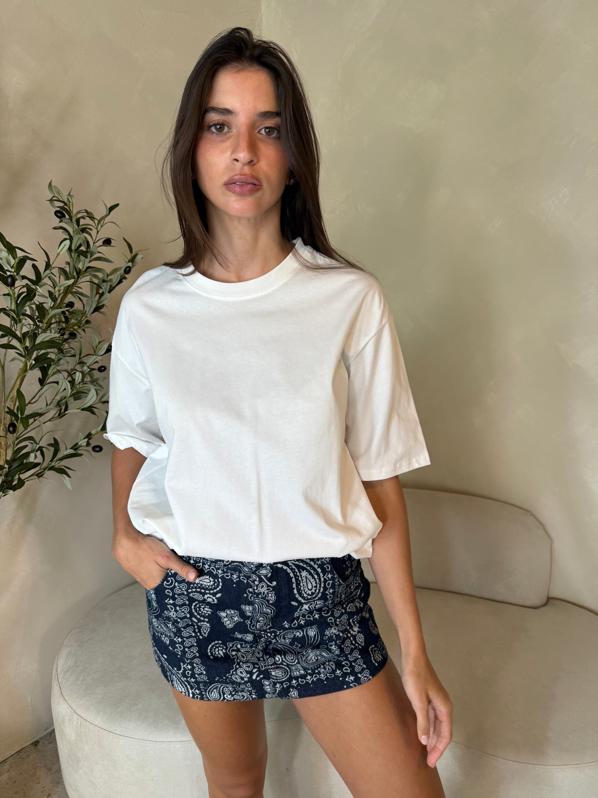 Paisley Denim Mini Skort
