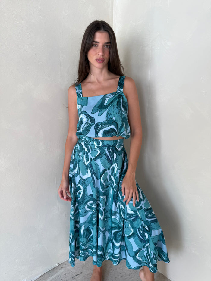 Teal Petal Top & Skirt Set