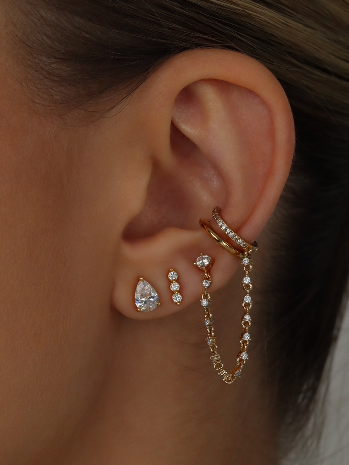 PAVE EAR CUFF CHAIN STUD