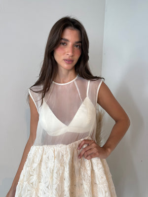 Textured Floral Mini Dress & Bralette Set