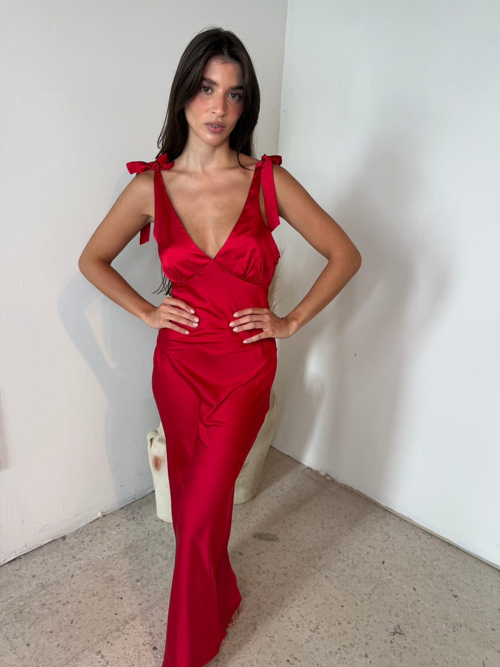 Red Satin Dress