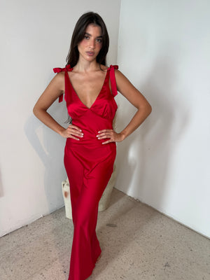 Red Satin Dress