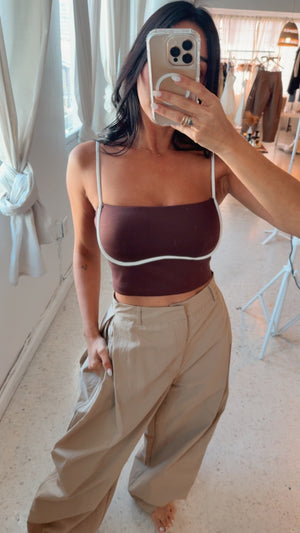 Brown Contrast Top