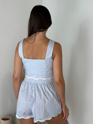 Lt Blue Crop Top & Short Set