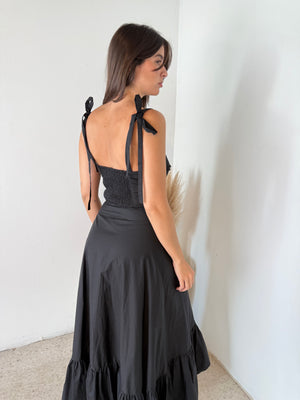 Black Bustier Midi Dress