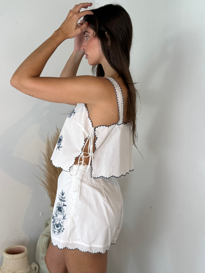 Embroidered Top & Short Set