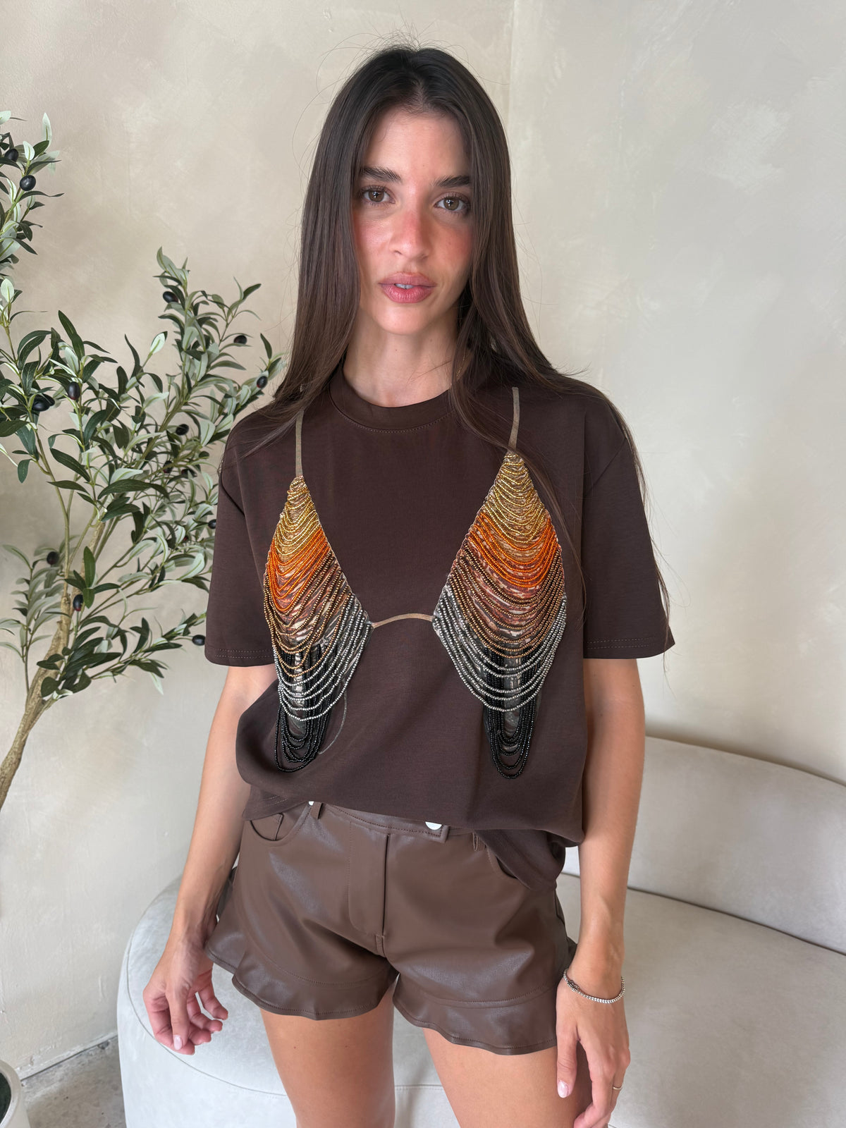 Beaded Bikini TShirt Top