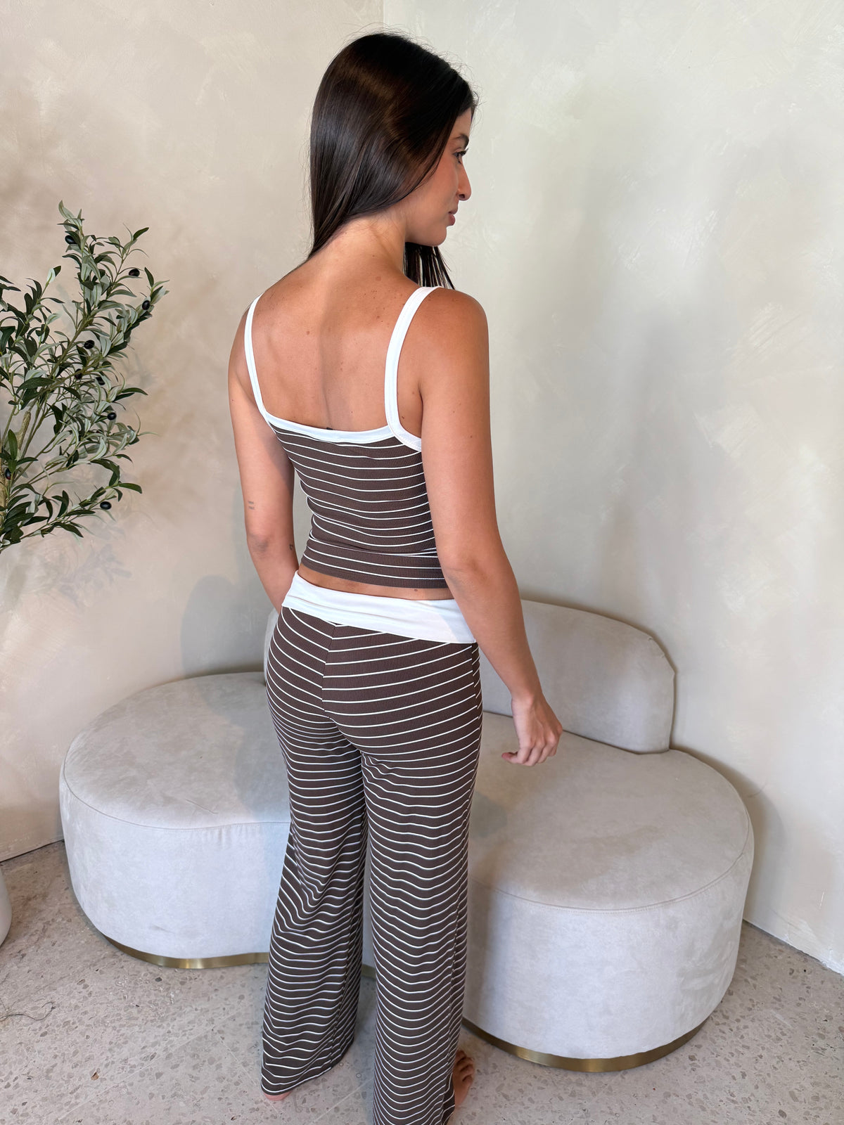 Brown Striped Lounge Set