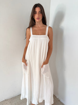 White Solid Maxi Dress