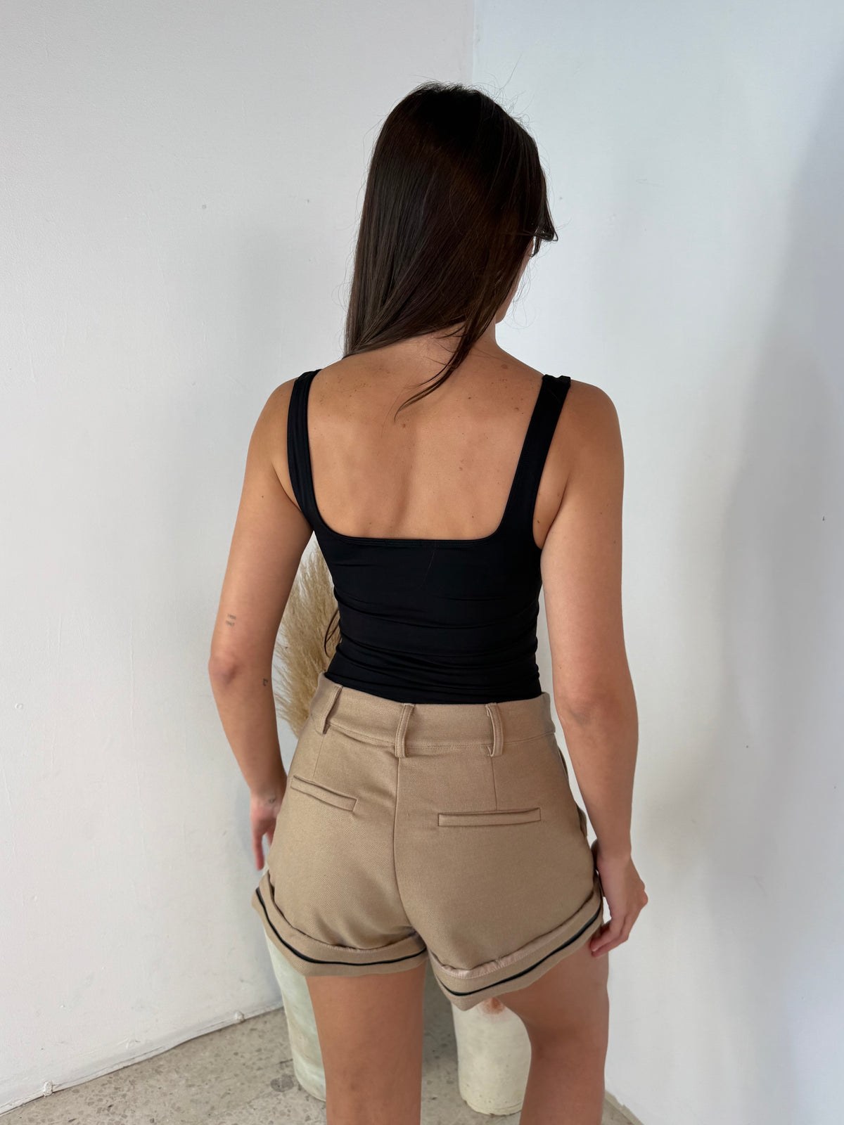 Shorts With Contrast Pu Leather Trim