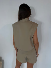Mocha Crop Vest & Short Set
