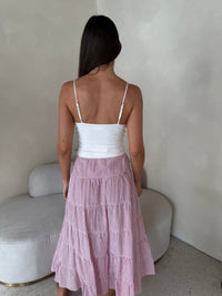 Stripe Drawstring Midi Skirt