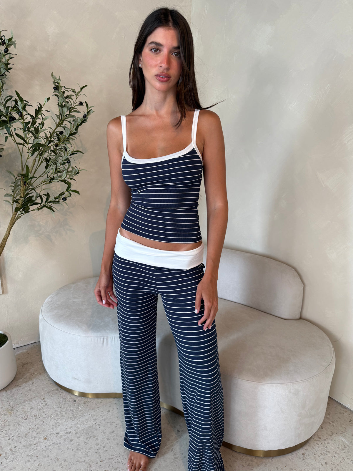 Striped Contrast Lounge Set