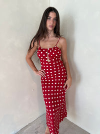 Polka Linen Midi Dress