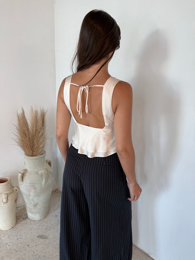 Champagne Satin Top