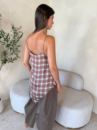 Plaid Brown Strappy Top