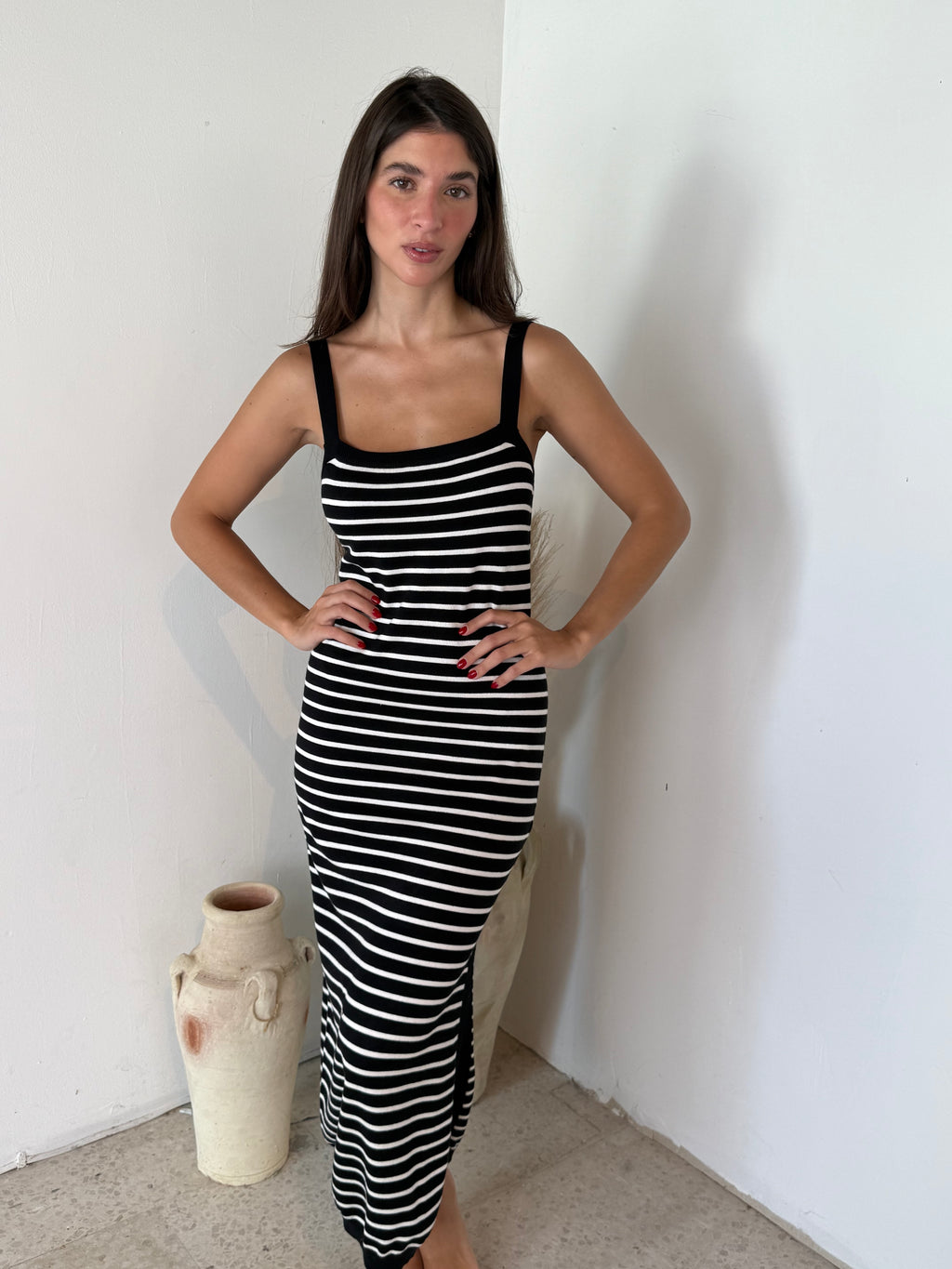Striped Knitted Long Dress