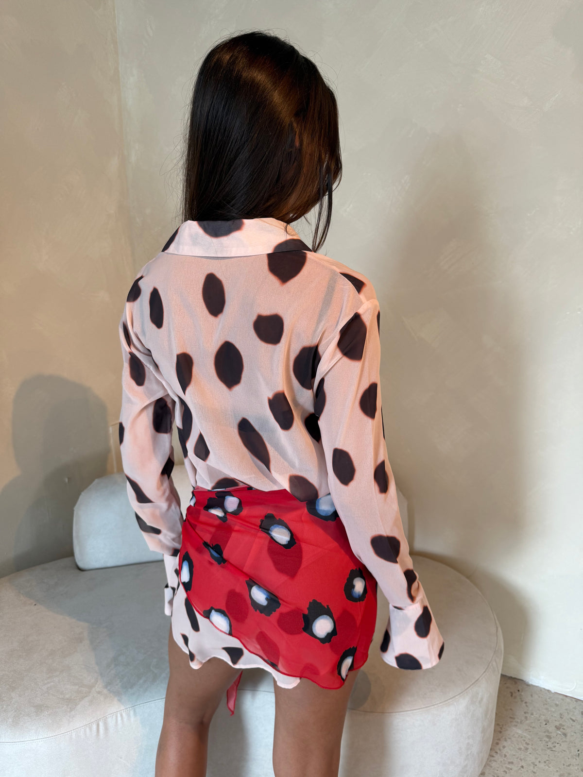 Polka Sheer Mini Dress & Scarf