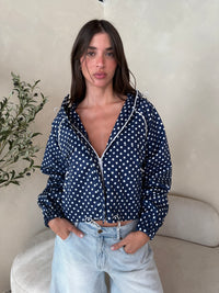 Polka Dot Hood  Windbreaker Jacket