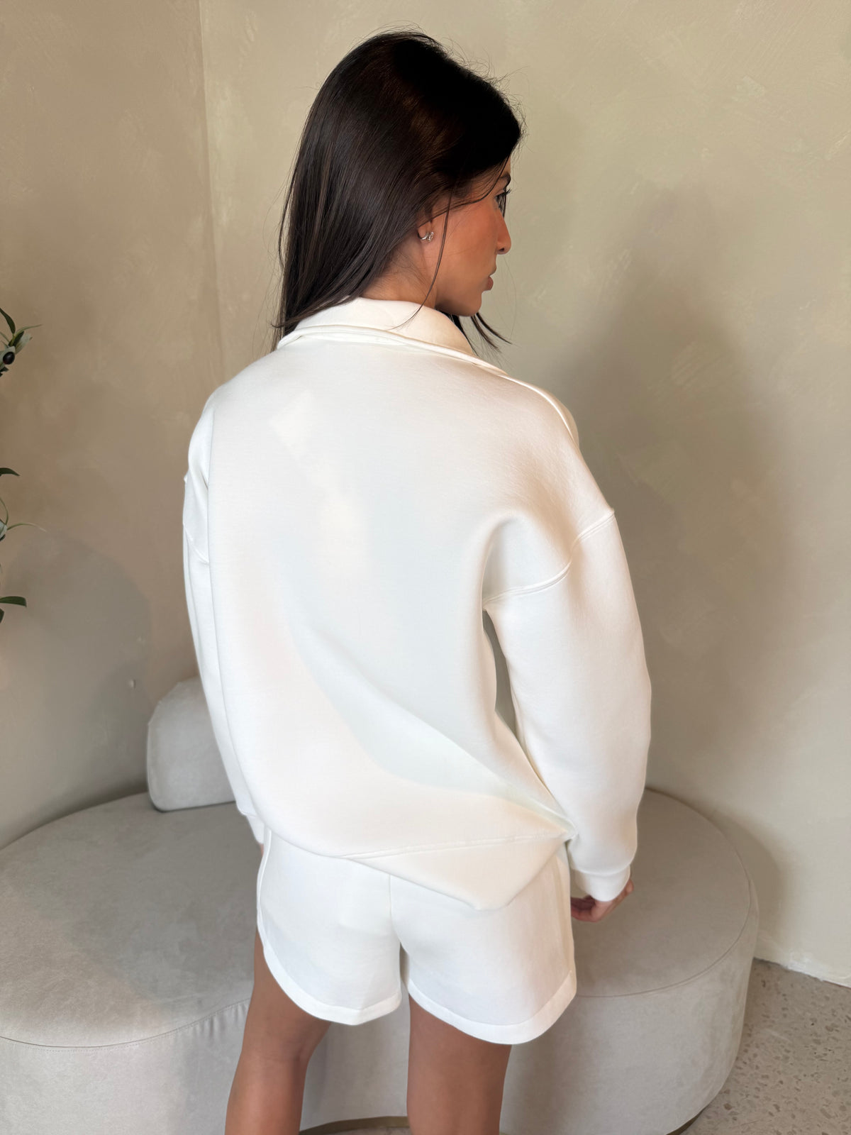 White Scuba Sweatshirt & Short Set