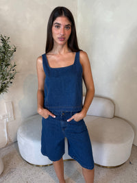 Denim Tank & Bermuda Pants Set