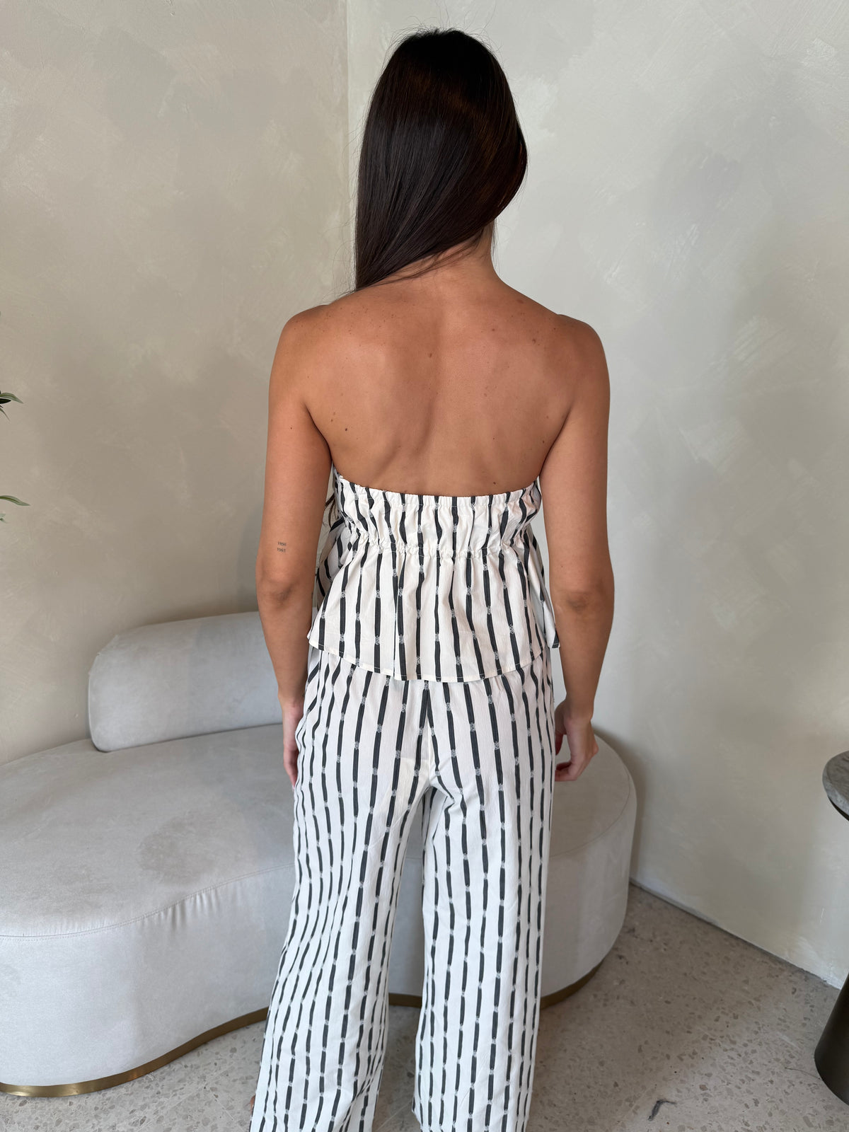 Black Stripe Tube Top & Pant Set