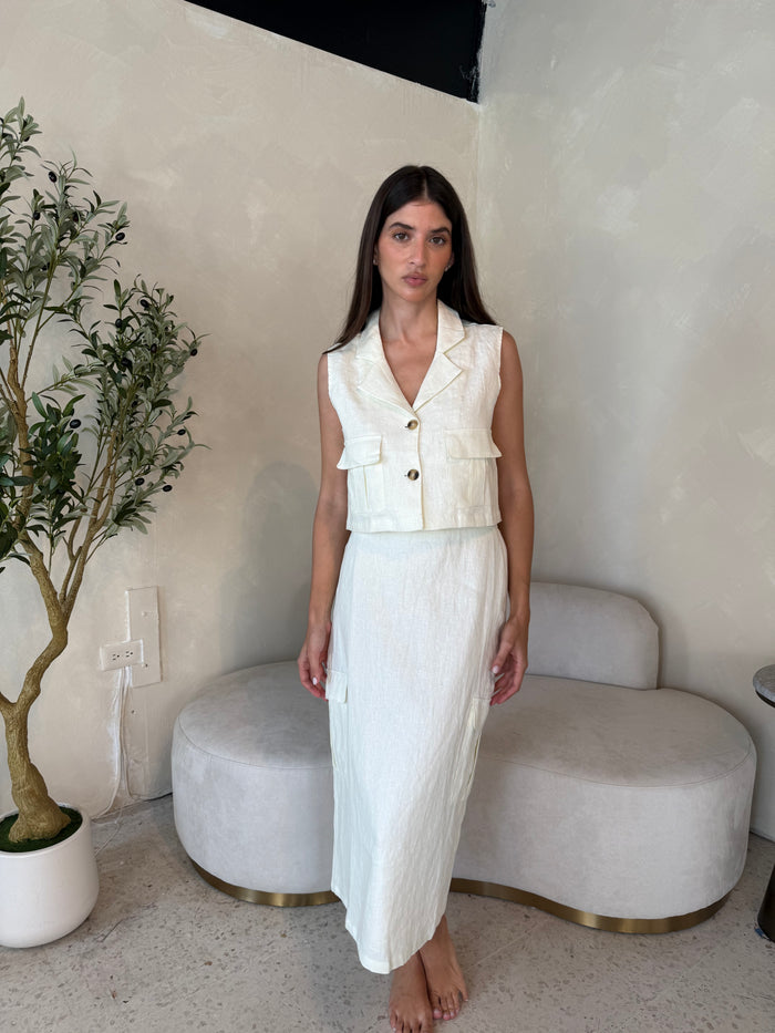 Linen Vest & Cargo Skirt Set