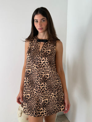 Leopard Bow Mini Dress