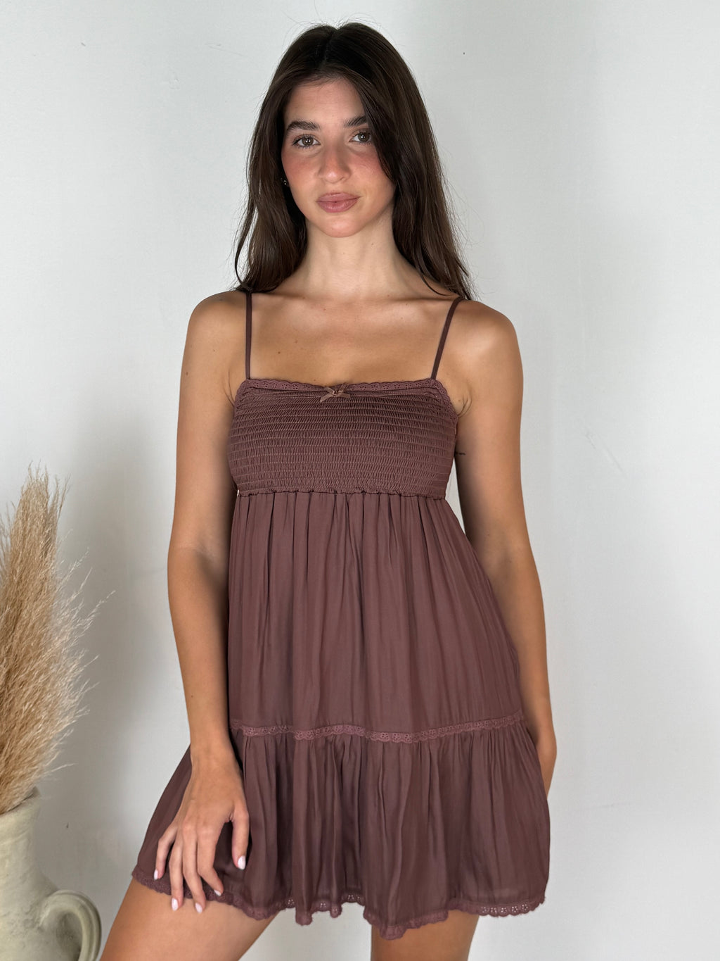 Chocolate Smocked Swing Dress