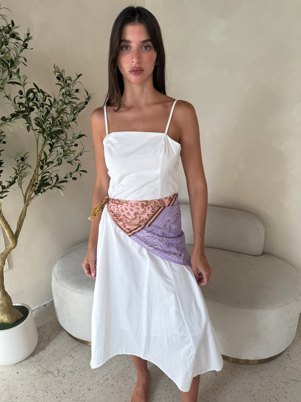 Scarf Tie Midi Dress