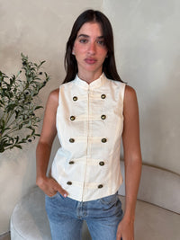 Ivory Button Detail Top
