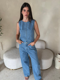 Denim Back Tie Top & Pant Set
